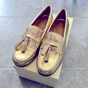 Coach light gold loafers